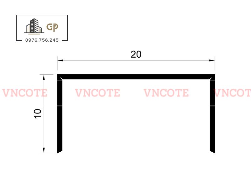 Nẹp inox chữ U20mm màu vàng bóng