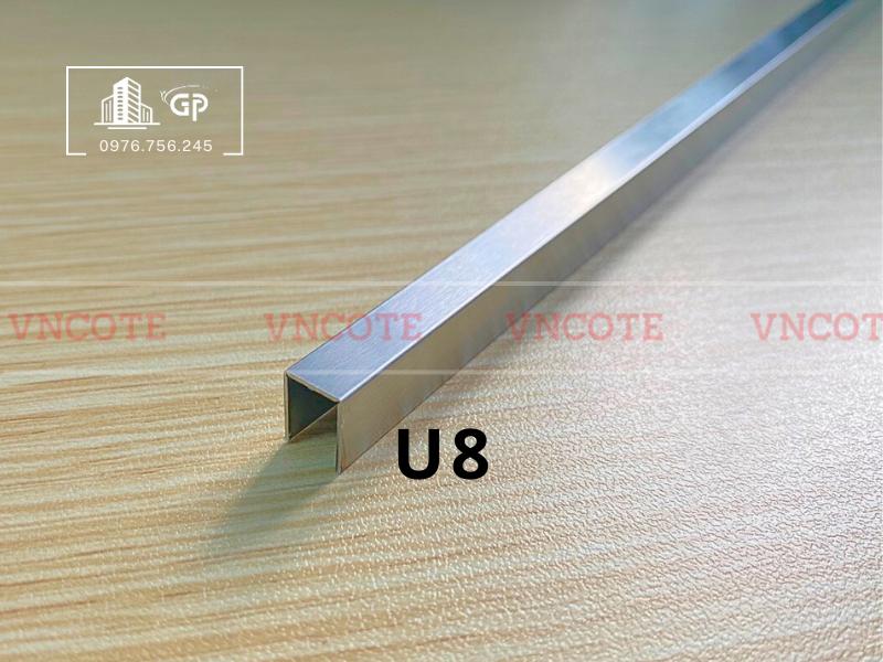 Nẹp inox chữ U8mm màu trắng xước