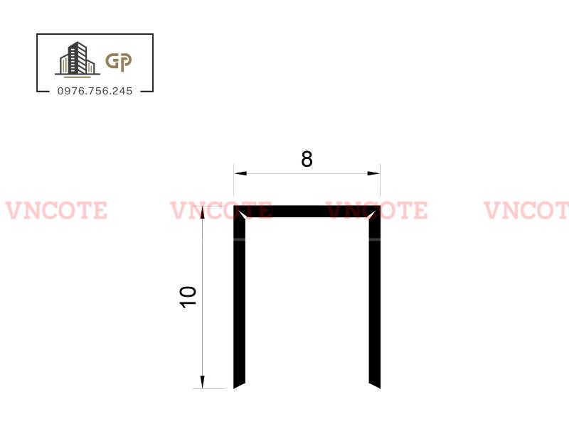 Nẹp inox chữ U8mm màu trắng xước