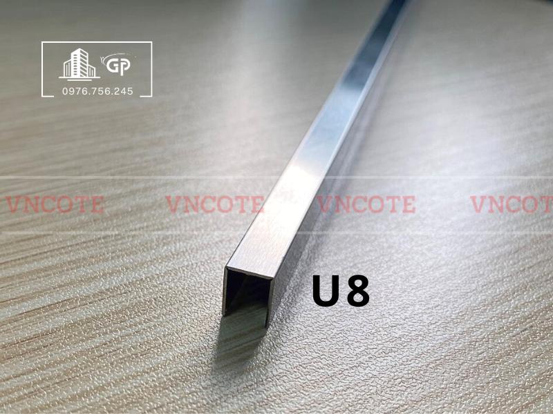 Nẹp inox chữ U8mm màu trắng xước