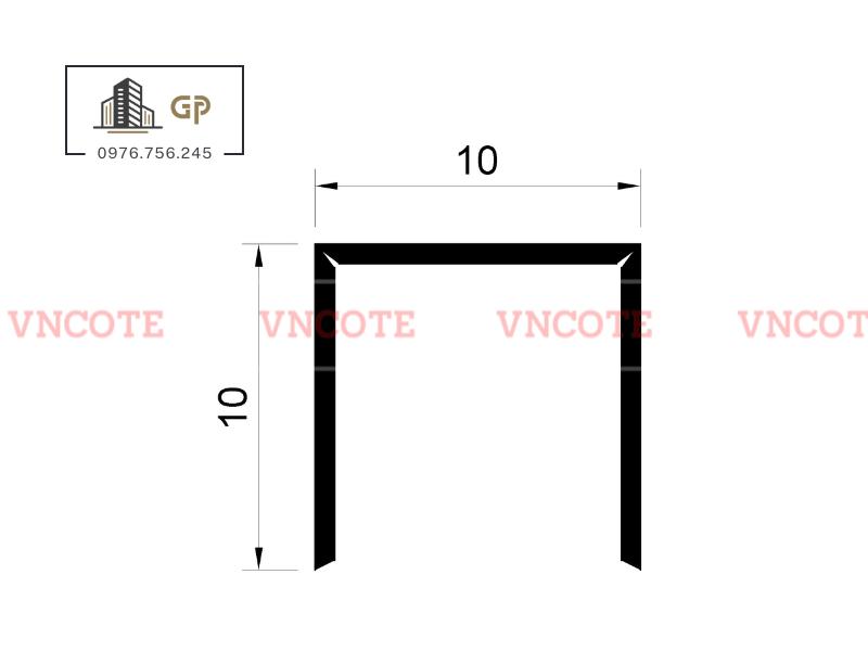 Nẹp inox chữ U10mm màu vàng bóng
