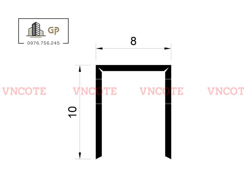 Nẹp inox chữ U8mm màu đen xước
