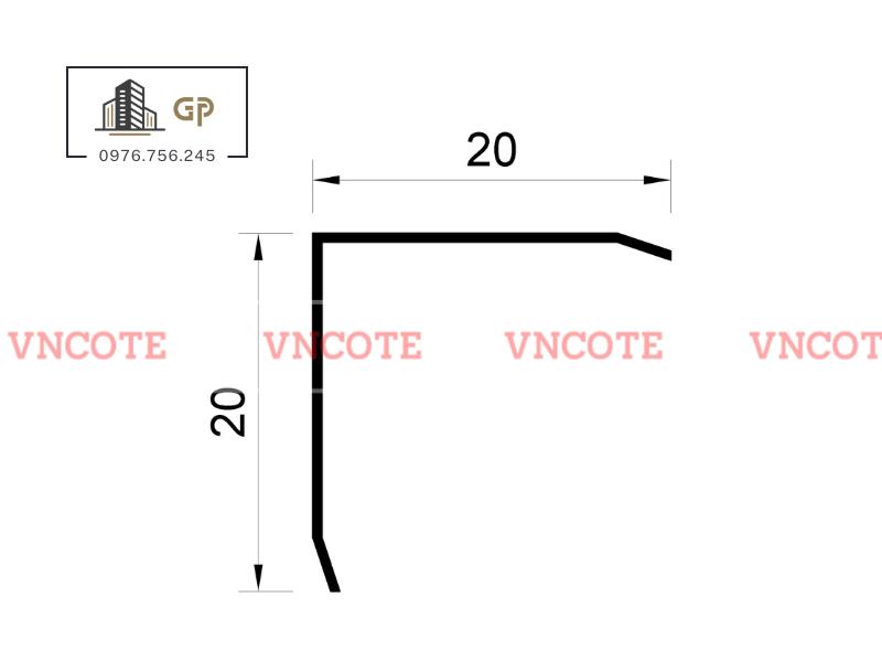 Nẹp inox chữ V20mm màu trắng bóng