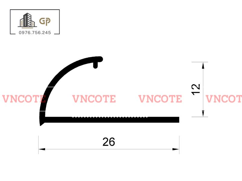 Nẹp nhôm bo góc ốp lát 12mm vàng bóng YC-12VB