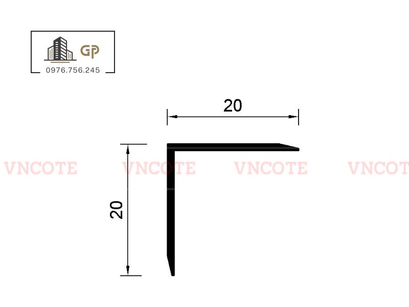Nẹp nhôm chữ V20 màu trắng bóng