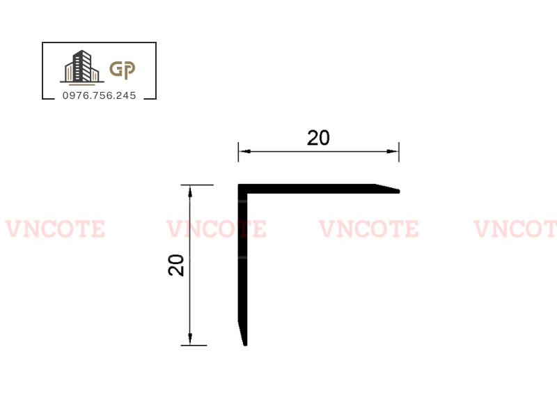 Nẹp nhôm chữ V20 màu vàng bóng