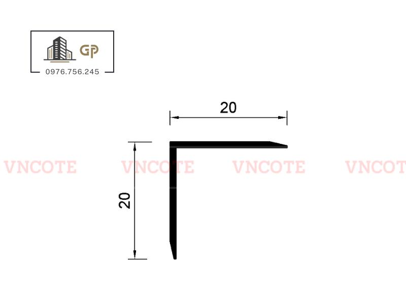 Nẹp nhôm chữ V20 màu vàng mờ