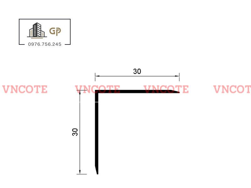 Nẹp nhôm chữ V30 màu vàng mờ