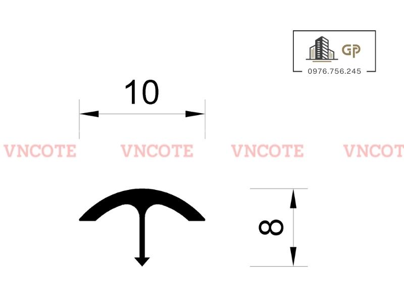 Nẹp nhôm chữ T10 cong màu vàng bóng