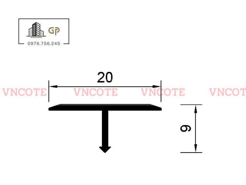 Nẹp nhôm chữ T20 màu trắng mờ