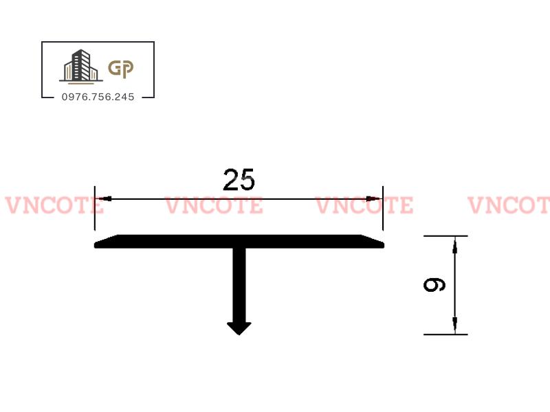 Nẹp nhôm chữ T25 màu trắng bóng