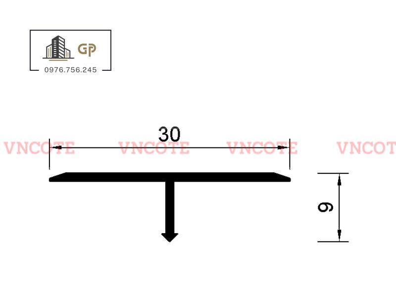 Nẹp nhôm chữ T30 màu trắng bóng