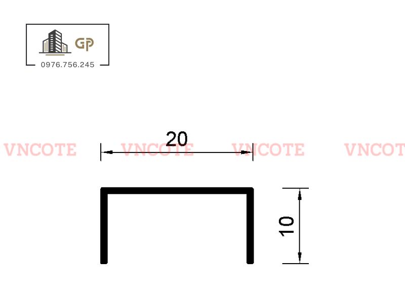 Nẹp nhôm chữ U20 màu vàng bóng