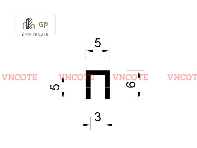 Nẹp nhôm chữ U5 màu vàng mờ