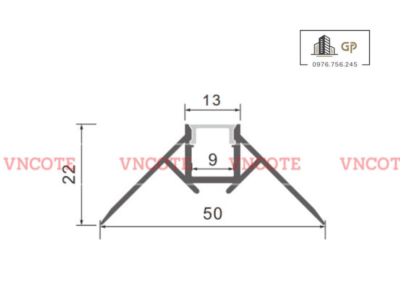 Thanh ray đèn led góc âm GLBD-10W