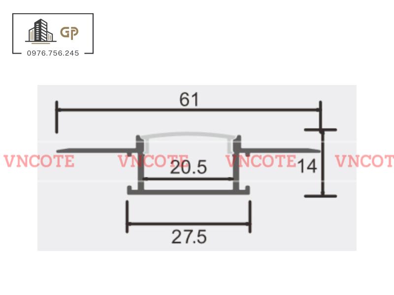 Thanh ray đèn led trần thạch cao 20mm JL-20W