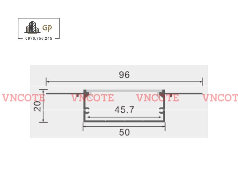 Thanh ray đèn led trần thạch cao 50mm JL-50W