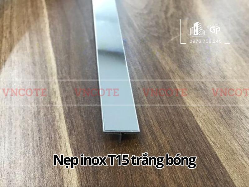 Nẹp inox chữ T15mm màu trắng bóng