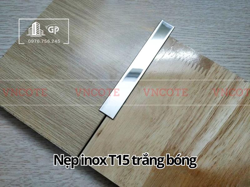 Nẹp inox chữ T15mm màu trắng bóng