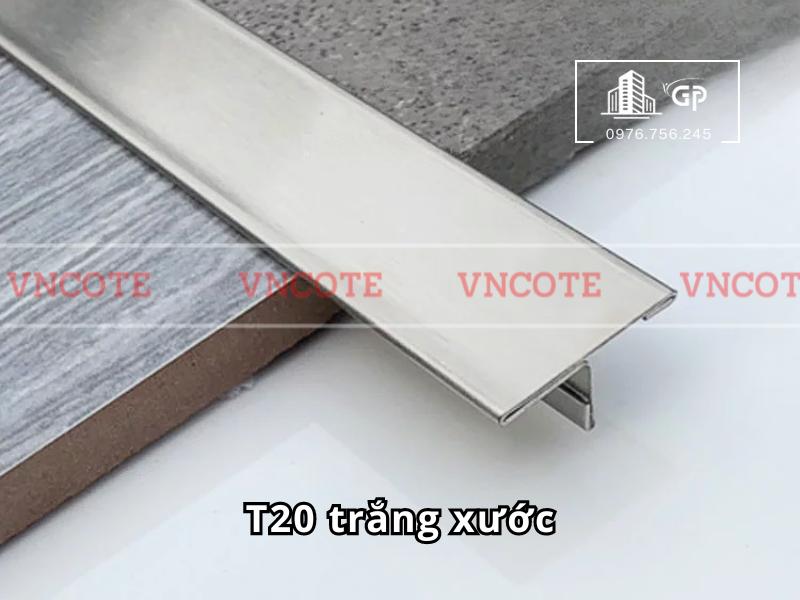 Nẹp inox chữ T20mm màu trắng xước