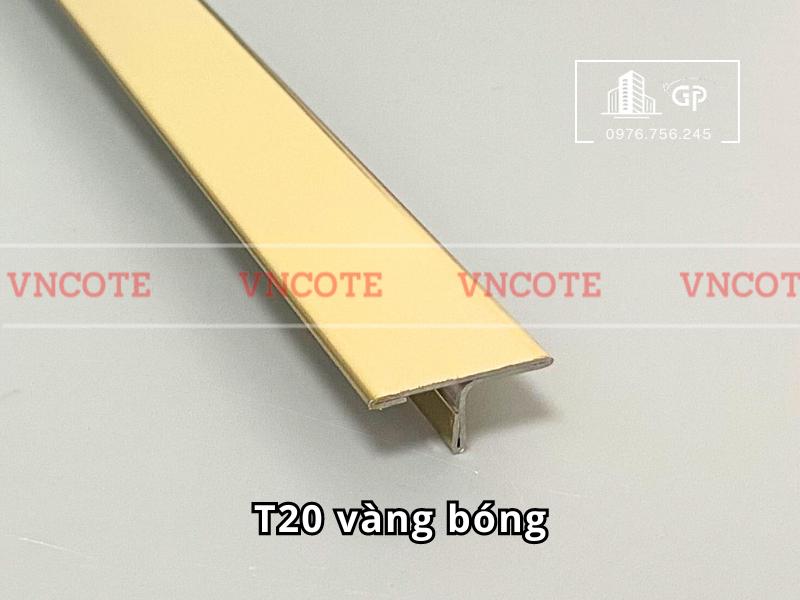 Nẹp inox chữ T20mm màu vàng bóng