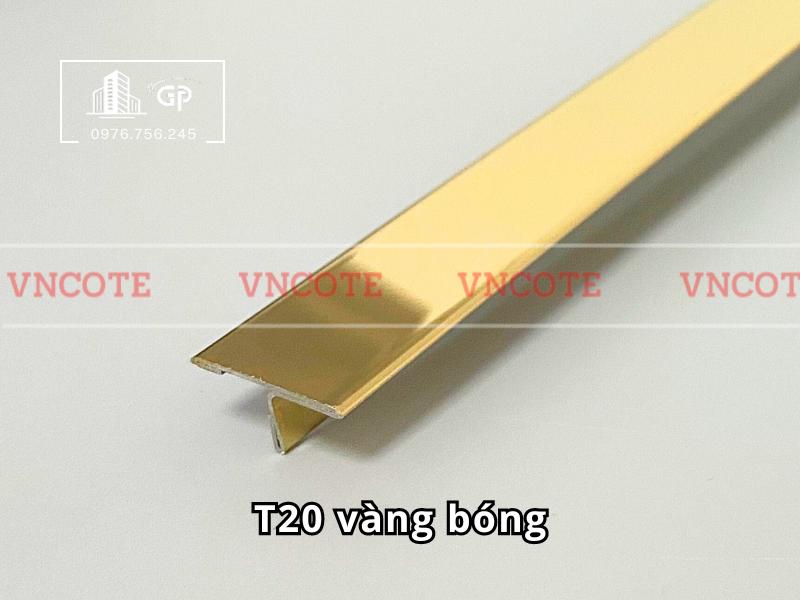 Nẹp inox chữ T20mm màu vàng bóng