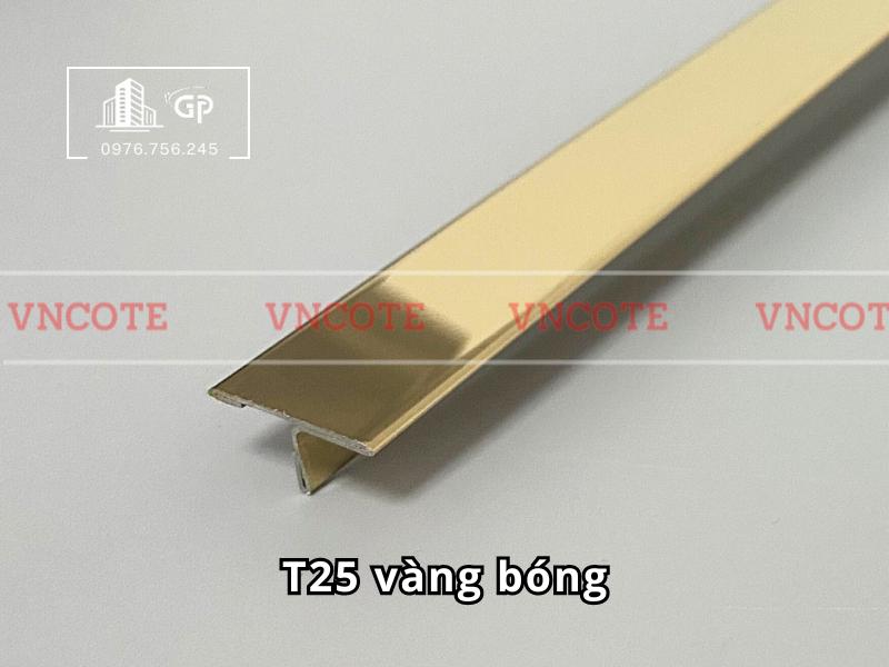 Nẹp inox chữ T25mm màu vàng bóng