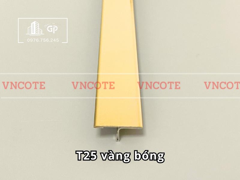 Nẹp inox chữ T25mm màu vàng bóng