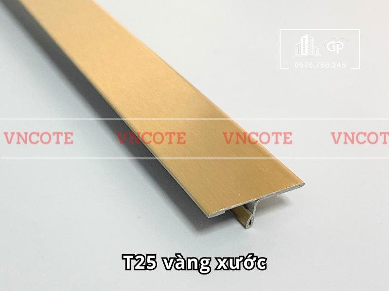 Nẹp inox chữ T25mm màu vàng xước