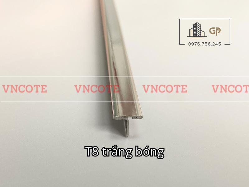 Nẹp inox chữ T8mm màu trắng bóng