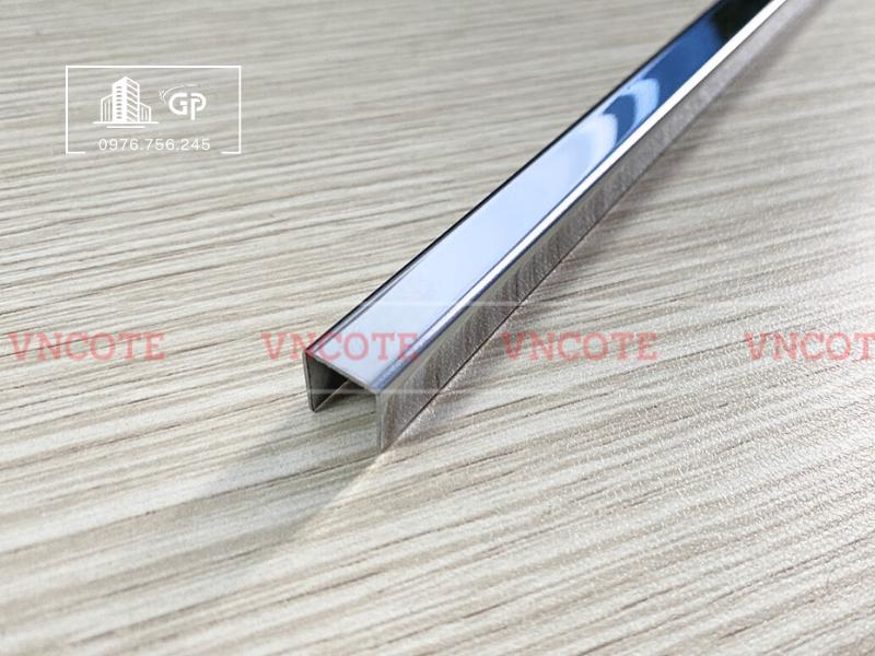 Nẹp inox chữ U10mm màu trắng bóng