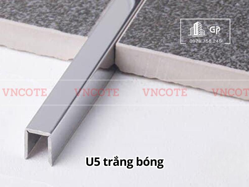 Nẹp inox chữ U5mm màu trắng bóng
