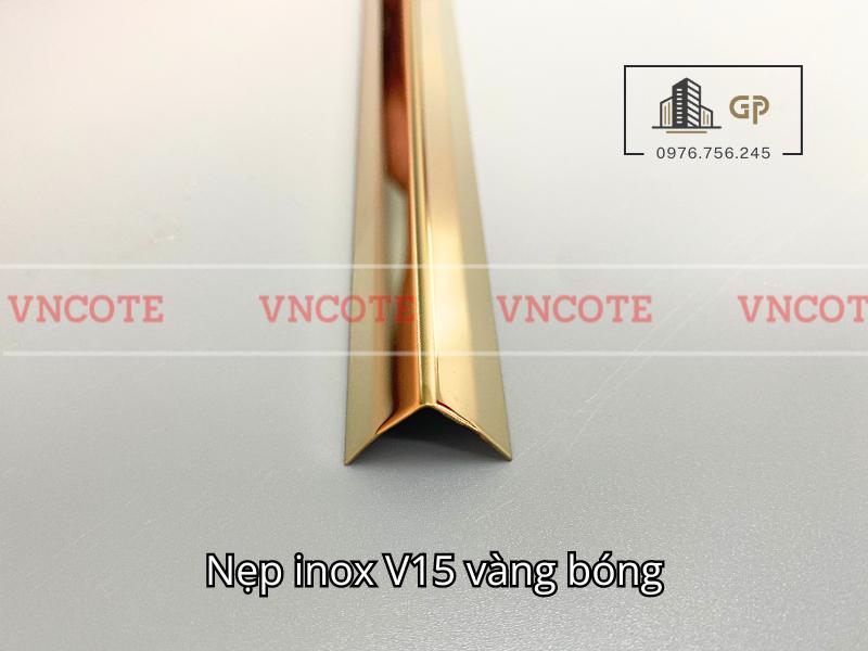 Nẹp inox chữ V15mm màu vàng bóng