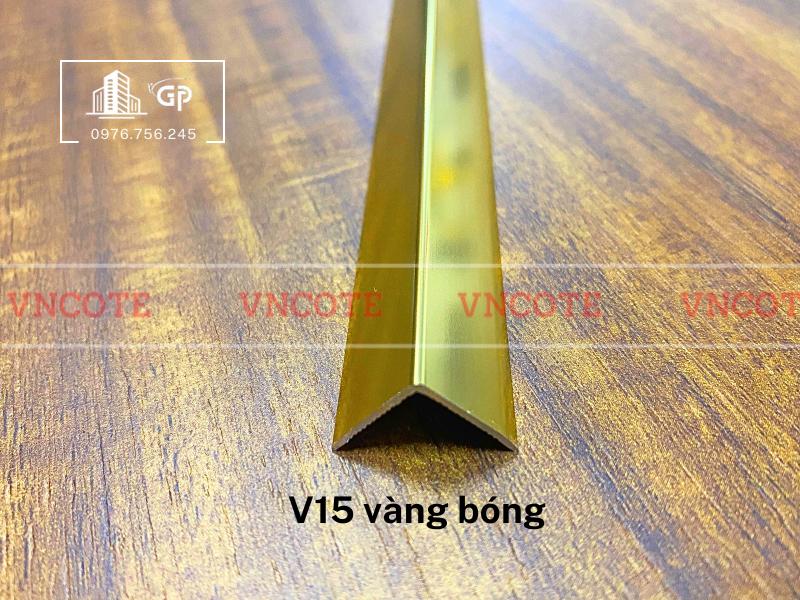 Nẹp nhôm chữ V15 màu vàng bóng