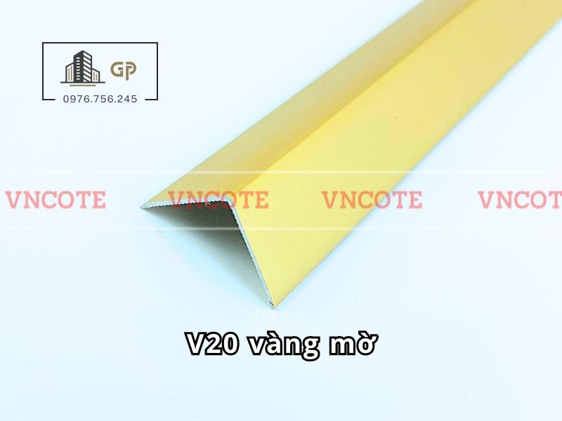 Nẹp nhôm chữ V20 màu vàng mờ