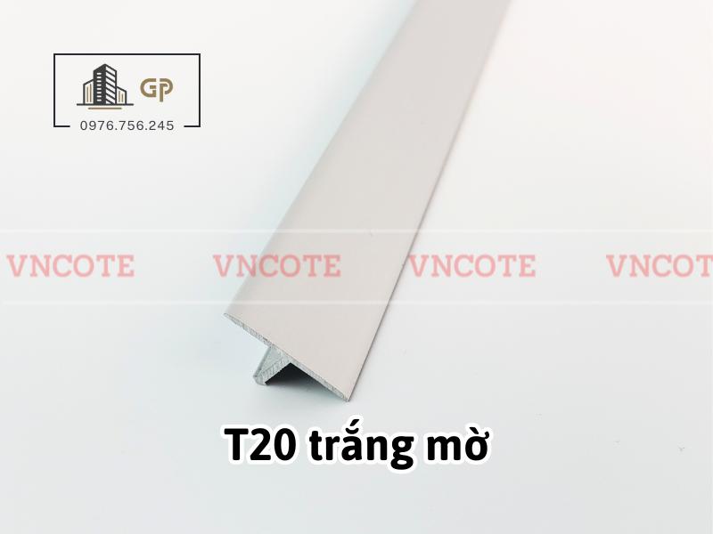 Nẹp nhôm chữ T20 màu trắng mờ