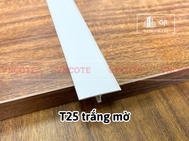 Nẹp nhôm chữ T25 màu trắng mờ