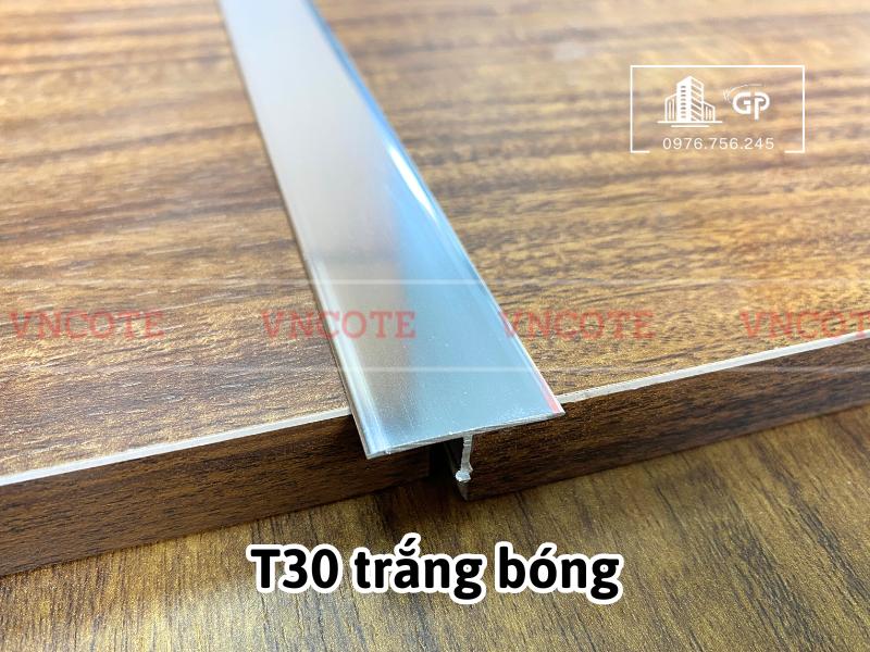 Nẹp nhôm chữ T30 màu trắng bóng