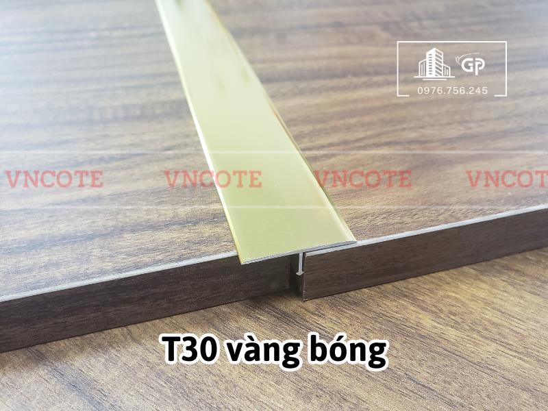 Nẹp nhôm chữ T30 màu vàng bóng