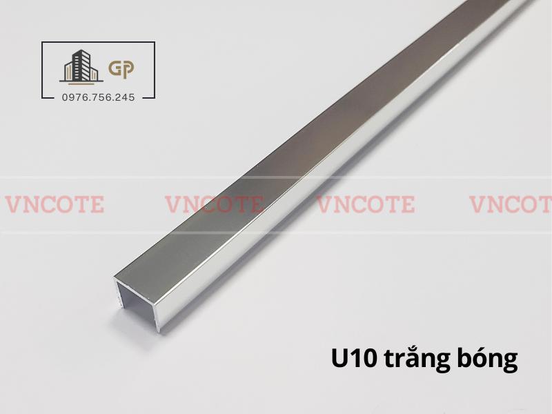 Nẹp nhôm chữ U10 màu trắng bóng