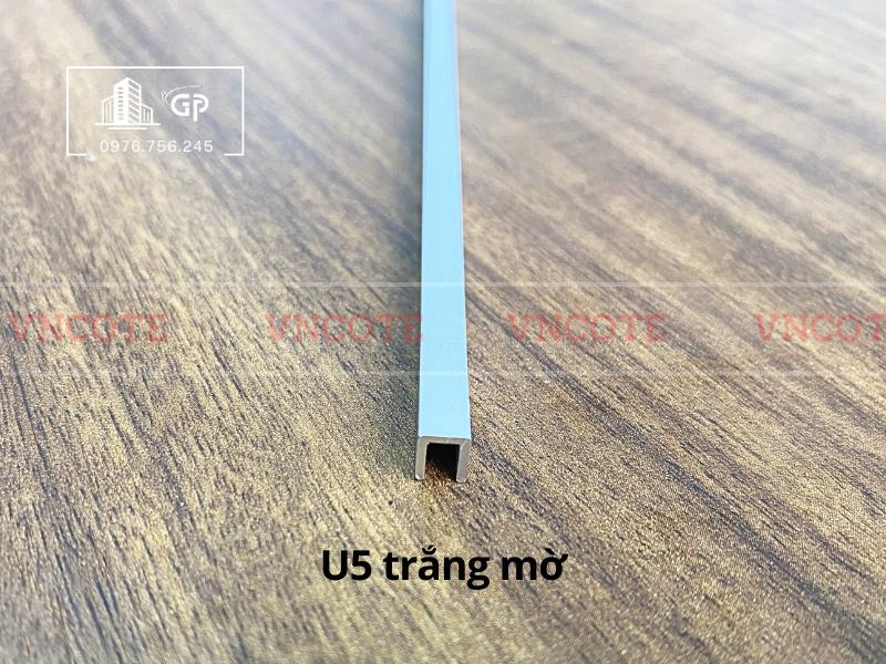 Nẹp nhôm chữ U5 màu trắng mờ