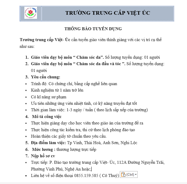 BẢN TIN TUYỂN DỤNG THÁNG 1.2026