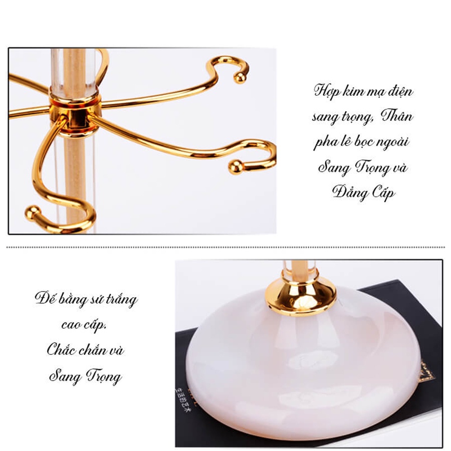 Giá Treo Hai Tầng Loại 12 Ly Vang LynhDecor Thân Phale Đế Sứ NT023