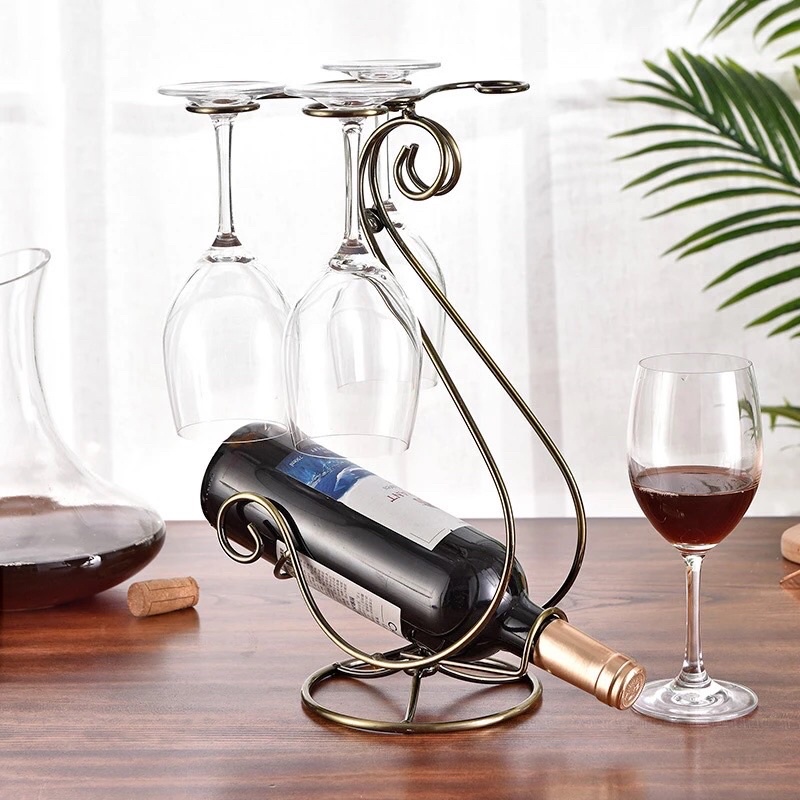 Giá Treo Ly Và Để Rượu Vang LynhDecor Màu Đồng Loại 4 Ly NT043