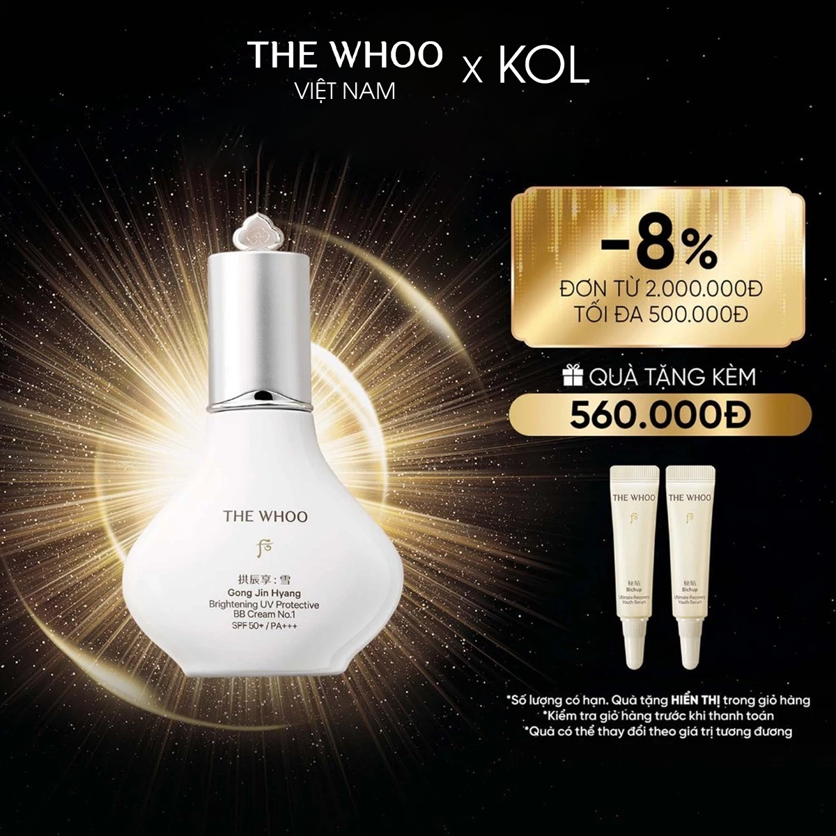 [KOL x The Whoo] Kem nền trang điểm chống nắng Gongjinhyang Seol Radiant White Sun BB SPF45/PA+++