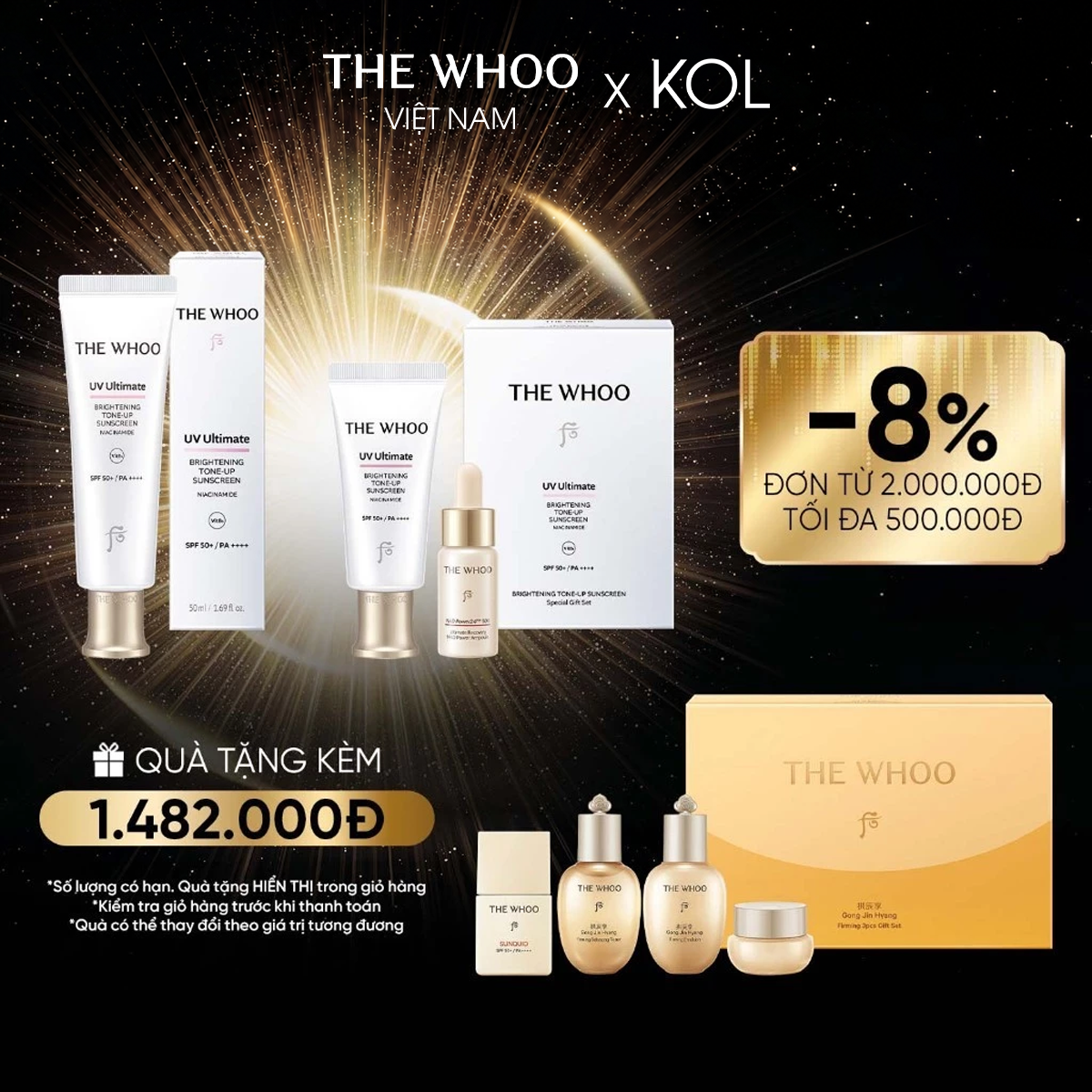 [KOL x The Whoo] Bộ Kem Chống Nắng Nâng Tone Whoo UV Ultimate Ultimate Brightening