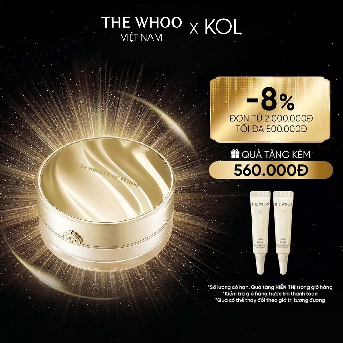 [KOL x The Whoo] Phấn Phủ Tăng Cường Khả Năng Hút Dầu Gongjinhyang Mi Luxury Luminous Powder