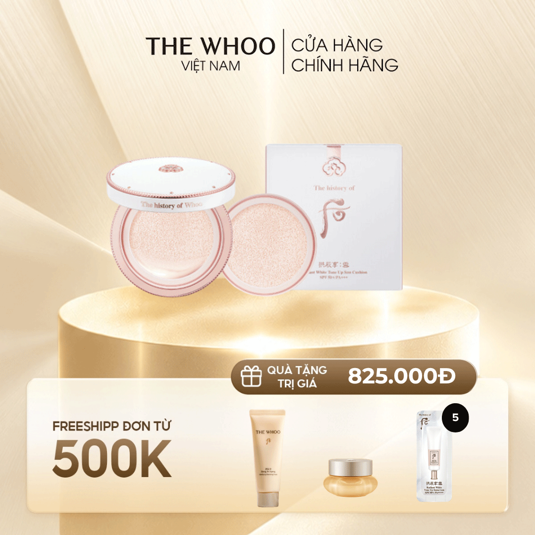 Cushion đa năng Gongjinhyang Seol Radiant White Tone Up Sun Cushion SPF50+,PA+++