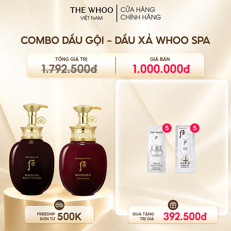 Combo Dầu Gội + Dầu Xả Thảo Dược Đông Y Whoo Spa