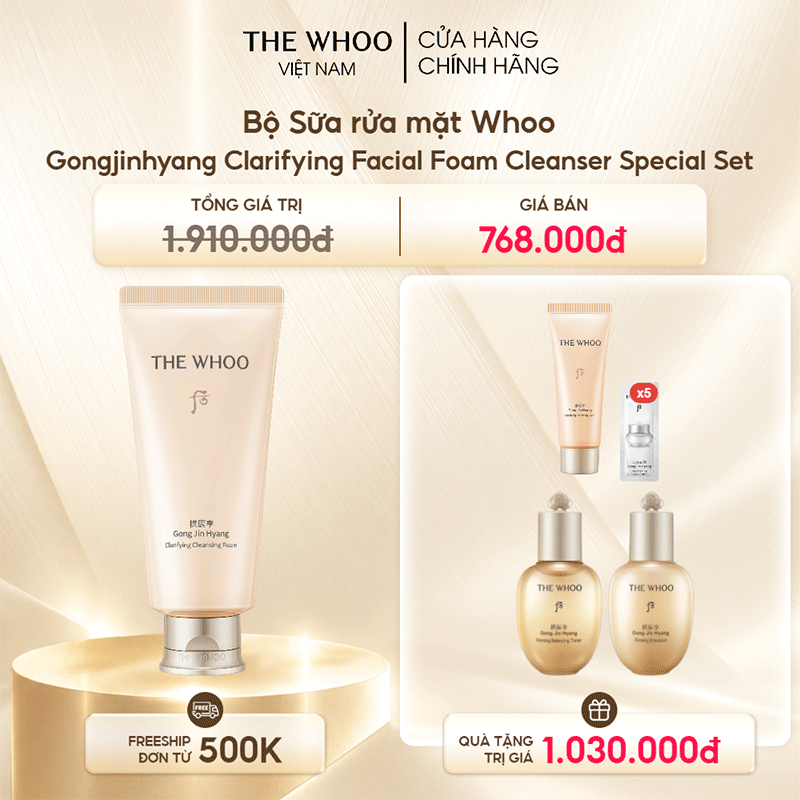 Bộ Sữa rửa mặt Whoo Gongjinhyang Clarifying Facial Foam Cleanser Special Set